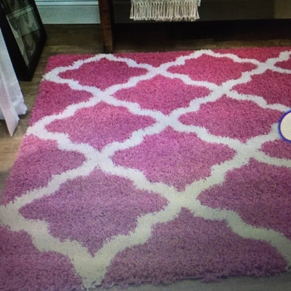 Pink & White Shag Rug
